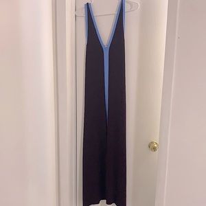Zara knit maxi dress, Dark red wine/purple tone dress with blue sleeves.